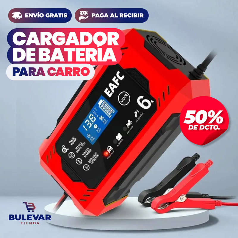 Cargador de Bateria Carro y Moto | Evita quedarte varado