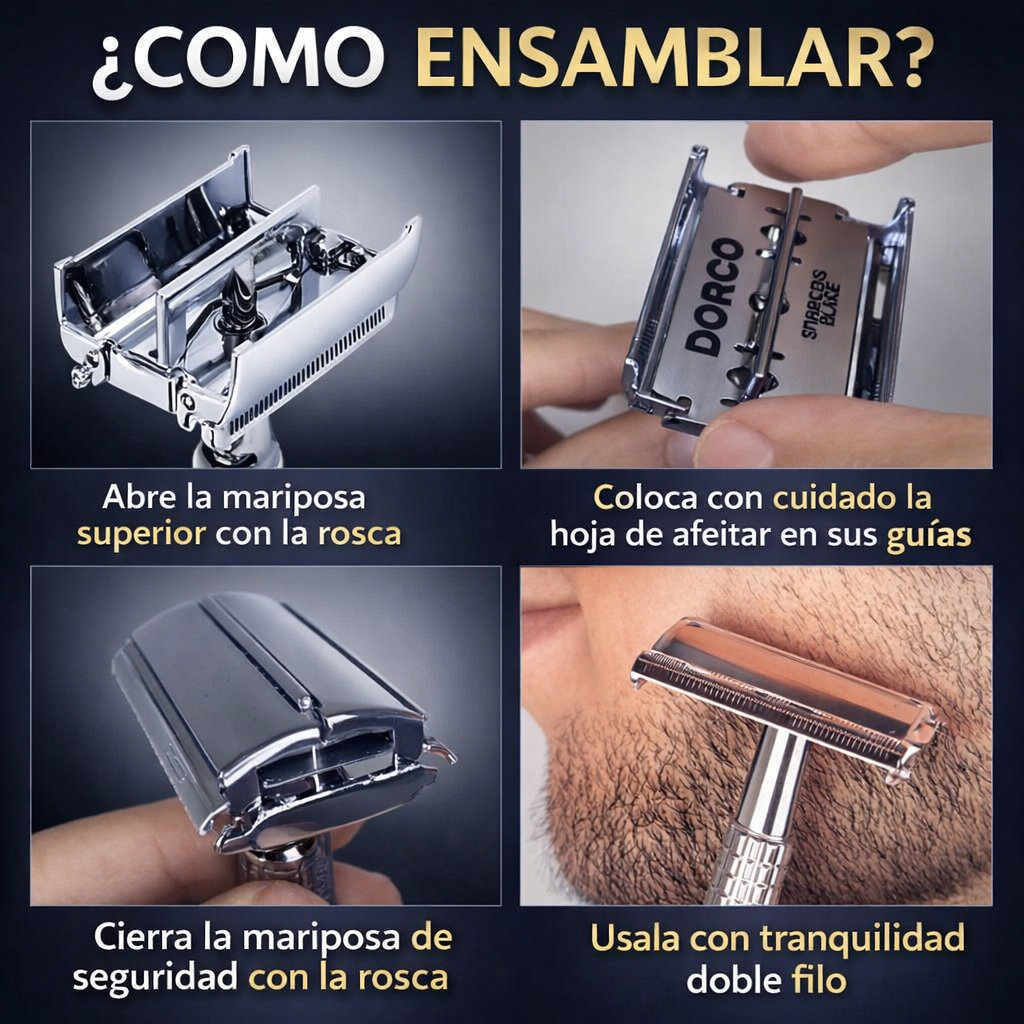 Maquina De Afeitar Premium Clásica 🧔+ Repuestos Dorco GRATIS